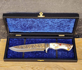 Yavuz bıçak 32 cm N690 çelik 24 ayar altın kaplama gravürlü av bıçağı